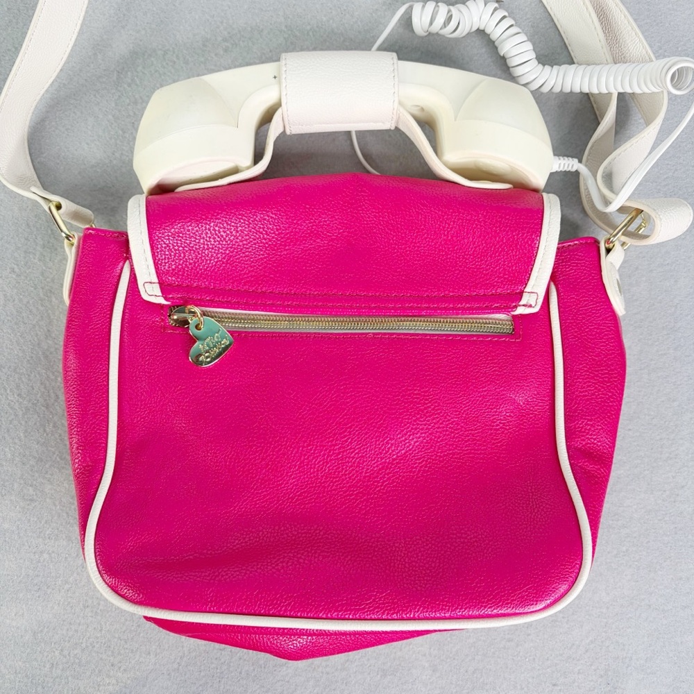 Betsey Johnson Kitsch Pink White Phone Crossbody Purse Bag Hotline Retro Y2K - Picture 12 of 13